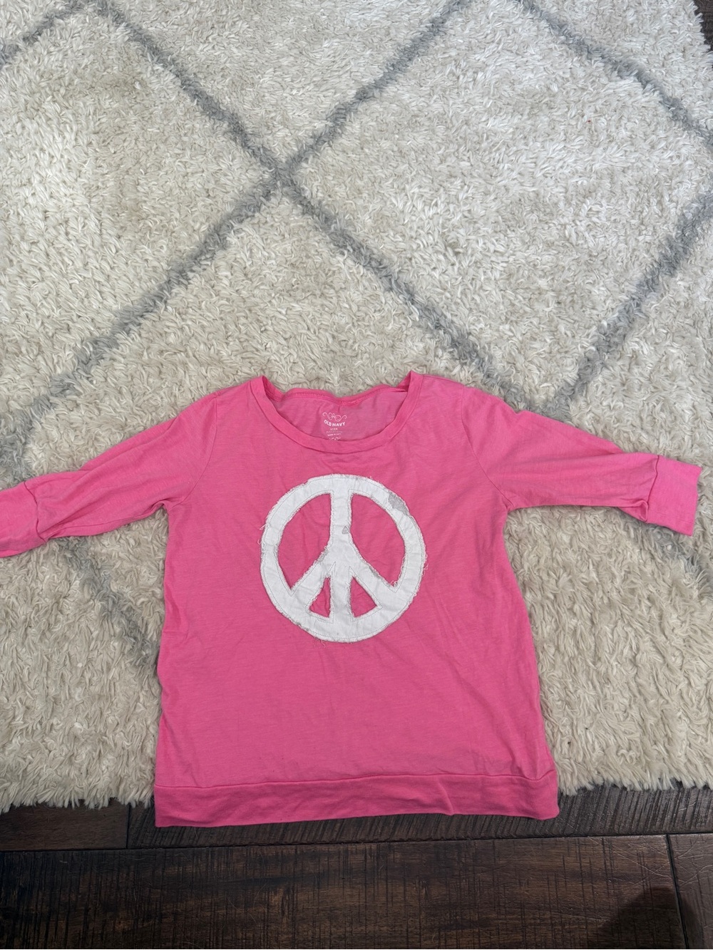 Pink Peace Sign Long Sleeve Top